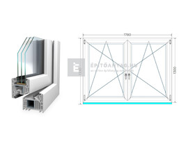 Königablak Veka 82 MD 3r üv BNY-BNY 180x135 cm fehér kétszárnyú tokosztott ablak Königablak Veka 82 MD 3r üv BNY-BNY 180x135 cm fehér kétszárnyú tokosztott ablak