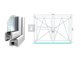 Königablak Veka 82 MD 3r üv BNY-BNY 180x135 cm fehér kétszárnyú tokosztott ablak