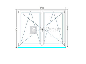 Königablak Veka 82 MD 3r üv BNY-BNY 180x145 cm fehér kétszárnyú tokosztott ablak