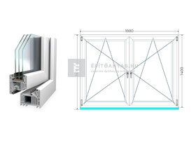 Königablak Veka 82 MD 3r üv BNY-BNY 190x145 cm fehér kétszárnyú tokosztott ablak
