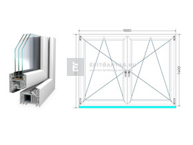 Königablak Veka 82 MD 3r üv BNY-BNY 190x145 cm fehér kétszárnyú tokosztott ablak Königablak Veka 82 MD 3r üv BNY-BNY 190x145 cm fehér kétszárnyú tokosztott ablak