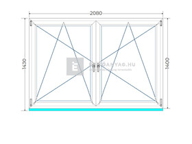 Königablak Veka 82 MD 3r üv BNY-BNY 210x145 cm fehér kétszárnyú tokosztott ablak