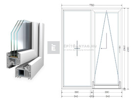 Königablak Veka 82 MD 3r üv T-B 180x240 cm jobb fehér erkélyajtó