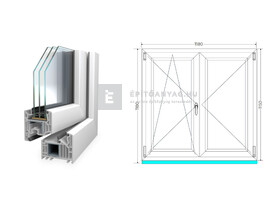 Königablak Veka 82 MD 3r üv NY-BNY 120x120 cm bal fehér kétszárnyú váltószárnyas ablak