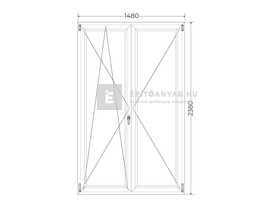 Königablak Veka 82 MD 3r üv NY-BNY 150x240 cm bal fehér kétszárnyú váltószárnyas erkélyajtó