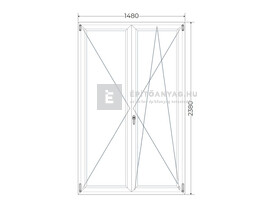 Königablak Veka 82 MD 3r üv NY-BNY 150x240 cm jobb fehér kétszárnyú váltószárnyas erkélyajtó