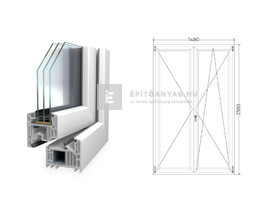 Königablak Veka 82 MD 3r üv NY-BNY 150x240 cm jobb fehér kétszárnyú váltószárnyas erkélyajtó