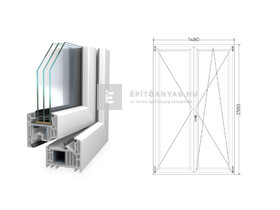 Königablak Veka 82 MD 3r üv NY-BNY 150x240 cm jobb fehér kétszárnyú váltószárnyas erkélyajtó Königablak Veka 82 MD 3r üv NY-BNY 150x240 cm jobb fehér kétszárnyú váltószárnyas erkélyajtó