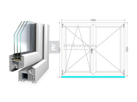 Königablak Veka 82 MD 3r üv NY-BNY 160x140 cm bal fehér kétszárnyú váltószárnyas ablak