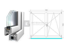 Königablak Veka 82 MD 3r üv NY-BNY 160x140 cm jobb fehér kétszárnyú váltószárnyas ablak