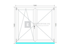 Königablak Veka 82 MD 3r üv NY-BNY 160x150 cm bal fehér kétszárnyú váltószárnyas ablak