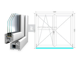 Königablak Veka 82 MD 3r üv NY-BNY 160x150 cm bal fehér kétszárnyú váltószárnyas ablak