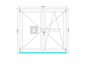 Königablak Veka 82 MD 3r üv NY-BNY 160x150 cm jobb fehér kétszárnyú váltószárnyas ablak