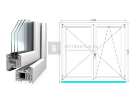 Königablak Veka 82 MD 3r üv NY-BNY 160x150 cm jobb fehér kétszárnyú váltószárnyas ablak