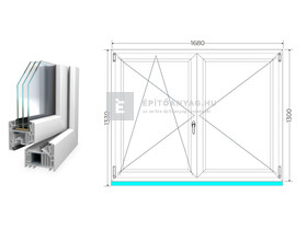 Königablak Veka 82 MD 3r üv NY-BNY 170x135 cm bal fehér kétszárnyú váltószárnyas ablak