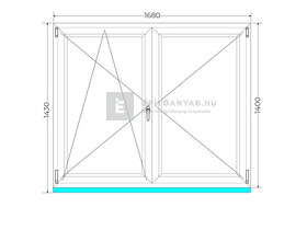 Königablak Veka 82 MD 3r üv NY-BNY 170x145 cm bal fehér kétszárnyú váltószárnyas ablak