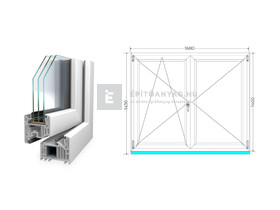 Königablak Veka 82 MD 3r üv NY-BNY 170x145 cm bal fehér kétszárnyú váltószárnyas ablak