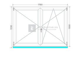 Königablak Veka 82 MD 3r üv NY-BNY 180x135 cm jobb fehér kétszárnyú váltószárnyas ablak Königablak Veka 82 MD 3r üv NY-BNY 180x135 cm jobb fehér kétszárnyú váltószárnyas ablak