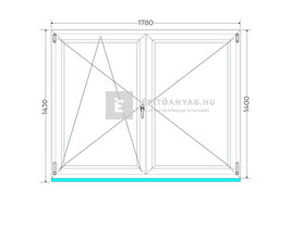 Königablak Veka 82 MD 3r üv NY-BNY 180x145 cm bal fehér kétszárnyú váltószárnyas ablak Königablak Veka 82 MD 3r üv NY-BNY 180x145 cm bal fehér kétszárnyú váltószárnyas ablak