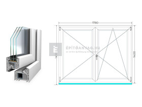 Königablak Veka 82 MD 3r üv NY-BNY 180x145 cm jobb fehér kétszárnyú váltószárnyas ablak