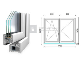 Königablak Veka 82 MD 3r üv NY-BNY 180x150 cm bal fehér kétszárnyú váltószárnyas ablak