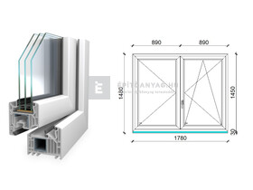 Königablak Veka 82 MD 3r üv NY-BNY 180x150 cm jobb fehér kétszárnyú váltószárnyas ablak