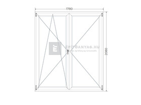 Königablak Veka 82 MD 3r üv NY-BNY 180x210 cm bal fehér kétszárnyú váltószárnyas erkélyajtó