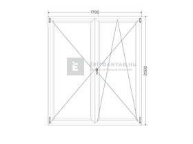 Königablak Veka 82 MD 3r üv NY-BNY 180x210 cm jobb fehér kétszárnyú váltószárnyas erkélyajtó