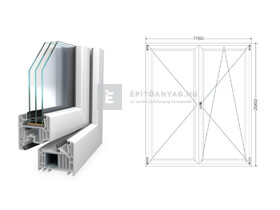 Königablak Veka 82 MD 3r üv NY-BNY 180x210 cm jobb fehér kétszárnyú váltószárnyas erkélyajtó