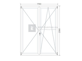 Königablak Veka 82 MD 3r üv NY-BNY 180x240 cm jobb fehér kétszárnyú váltószárnyas erkélyajtó Königablak Veka 82 MD 3r üv NY-BNY 180x240 cm jobb fehér kétszárnyú váltószárnyas erkélyajtó