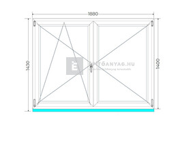 Königablak Veka 82 MD 3r üv NY-BNY 190x145 cm bal fehér kétszárnyú váltószárnyas ablak