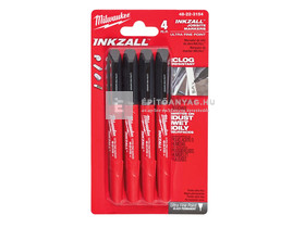 Milwaukee Inkzall jelölő filc fekete 0,6 mm-es hegy (4 darabos kiszerelés) Milwaukee Inkzall jelölő filc fekete 0,6 mm-es hegy (4 darabos kiszerelés)