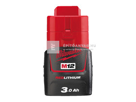 Milwaukee M12B3 Redlithium-ion akkumulátor 12 v, 3,0 AH Milwaukee M12B3 Redlithium-ion akkumulátor 12 v, 3,0 AH