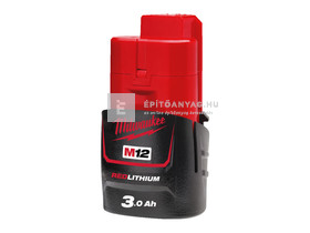 Milwaukee M12B3 Redlithium-ion akkumulátor 12 v, 3,0 AH Milwaukee M12B3 Redlithium-ion akkumulátor 12 v, 3,0 AH