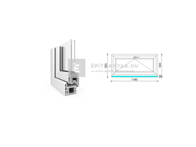 120x60 cm, bukó, fehér, kétrétegű üvegezésű EkoSun 70 CL műanyag ablak 120x60 cm, bukó, fehér, kétrétegű üvegezésű EkoSun 70 CL műanyag ablak