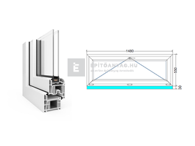 EkoSun 70 CL 2r üv Bukó 150x60 cm fehér egyszárnyú ablak EkoSun 70 CL 2r üv Bukó 150x60 cm fehér egyszárnyú ablak