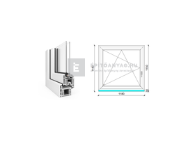EkoSun 70 CL 2r üv BNY 120x120 cm bal fehér egyszárnyú ablak EkoSun 70 CL 2r üv BNY 120x120 cm bal fehér egyszárnyú ablak