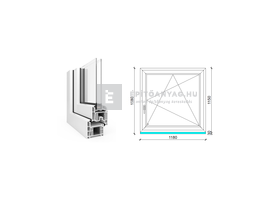 EkoSun 70 CL 2r üv BNY 120x120 cm jobb fehér egyszárnyú ablak EkoSun 70 CL 2r üv BNY 120x120 cm jobb fehér egyszárnyú ablak