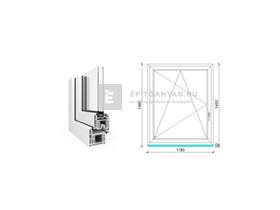 EkoSun 70 CL 2r üv BNY 120x150 cm bal fehér egyszárnyú ablak EkoSun 70 CL 2r üv BNY 120x150 cm bal fehér egyszárnyú ablak
