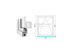 EkoSun 70 CL 2r üv BNY 120x150 cm jobb fehér egyszárnyú ablak EkoSun 70 CL 2r üv BNY 120x150 cm jobb fehér egyszárnyú ablak