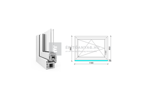 EkoSun 70 CL 2r üv BNY 120x90 cm bal fehér egyszárnyú ablak EkoSun 70 CL 2r üv BNY 120x90 cm bal fehér egyszárnyú ablak