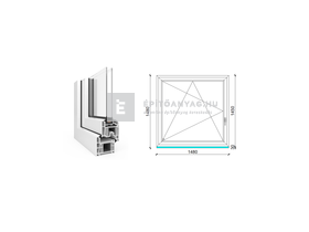 EkoSun 70 CL 2r üv BNY 150x150 cm bal fehér egyszárnyú ablak EkoSun 70 CL 2r üv BNY 150x150 cm bal fehér egyszárnyú ablak