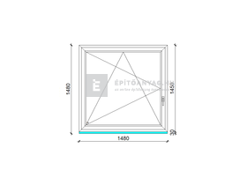 EkoSun 70 C 2r  üv  BNY 150x150 cm bal fehér egyszárnyú ablak