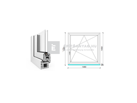 EkoSun 70 CL 2r üv BNY 150x150 cm jobb fehér egyszárnyú ablak EkoSun 70 CL 2r üv BNY 150x150 cm jobb fehér egyszárnyú ablak