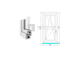 EkoSun 70 CL 2r üv BNY 60x120 cm bal fehér egyszárnyú ablak EkoSun 70 CL 2r üv BNY 60x120 cm bal fehér egyszárnyú ablak