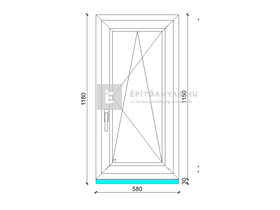 EkoSun 70 C 2r üv BNY 60x120 cm jobb fehér egyszárnyú ablak EkoSun 70 C 2r üv BNY 60x120 cm jobb fehér egyszárnyú ablak