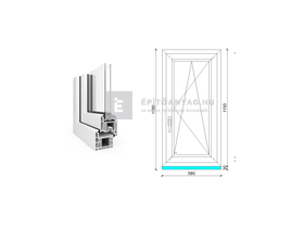 EkoSun 70 CL 2r üv BNY 60x120 cm jobb fehér egyszárnyú ablak EkoSun 70 CL 2r üv BNY 60x120 cm jobb fehér egyszárnyú ablak