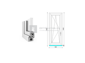 EkoSun 70 CL 2r üv BNY 60x150 cm bal fehér egyszárnyú ablak EkoSun 70 CL 2r üv BNY 60x150 cm bal fehér egyszárnyú ablak