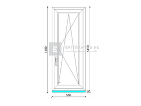 EkoSun 70 C 2r üv BNY 60x150 cm jobb fehér egyszárnyú ablak EkoSun 70 C 2r üv BNY 60x150 cm jobb fehér egyszárnyú ablak