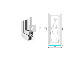 EkoSun 70 CL 2r üv BNY 60x150 cm jobb fehér egyszárnyú ablak EkoSun 70 CL 2r üv BNY 60x150 cm jobb fehér egyszárnyú ablak